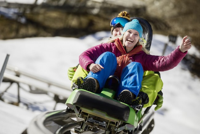Fahrt mit dem Lucky Flitzer im Winter in Flachau